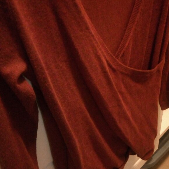 Deep V Neck Sweater in Merlot - Picture 2 of 4